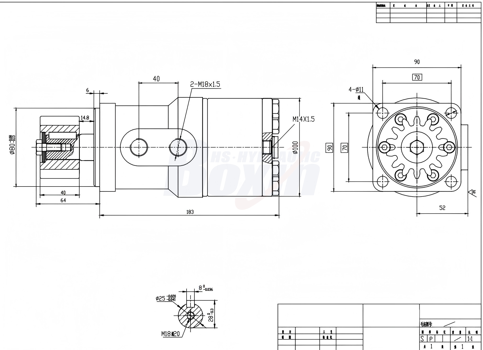 BMR摆线液压马达-2 63 毫升/转 53 Lpm 液压马达 drawing image